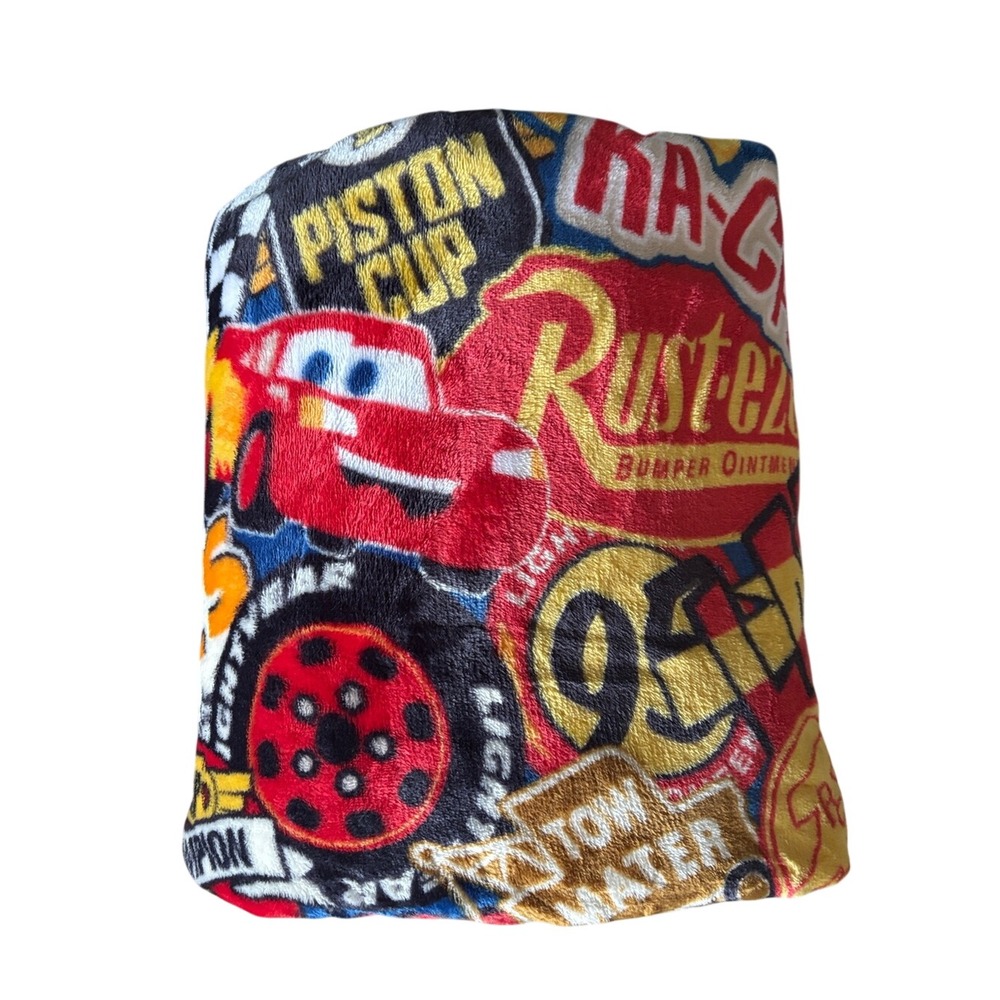 Disney Pixar Cars Lightning McQueen Plush Throw Blanket The Big One 5X6 FT NEW